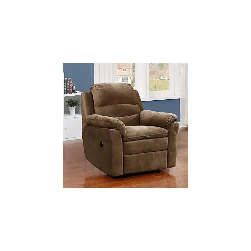 Felix Collection Contemporary Electric Recliner Chair with USB Charging Port and Gentle Lower Lumbar Massager for Living Room, Home Theater or Bedroom, Tawny Brown