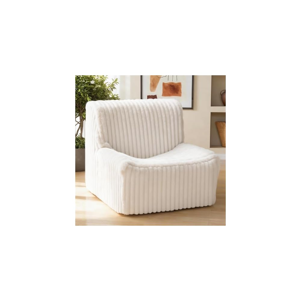 32'' Armless Accent Chair, Boneless Space-Saving Reading Chair