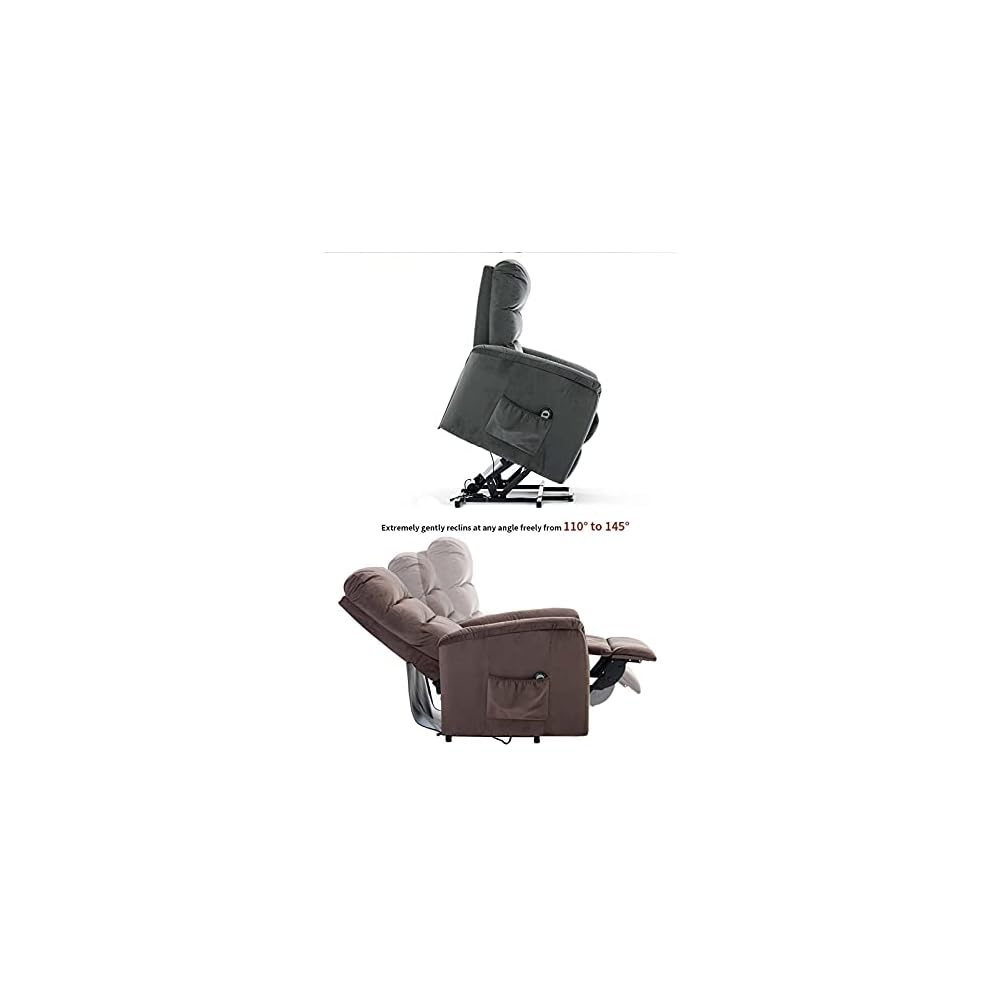 Elektrischer Aufstehsessel für Senioren, Stoffsofa, Wohnzimmersessel, elektrischer Relaxsessel mit Seitentasche, belastbar bis 150 kg
