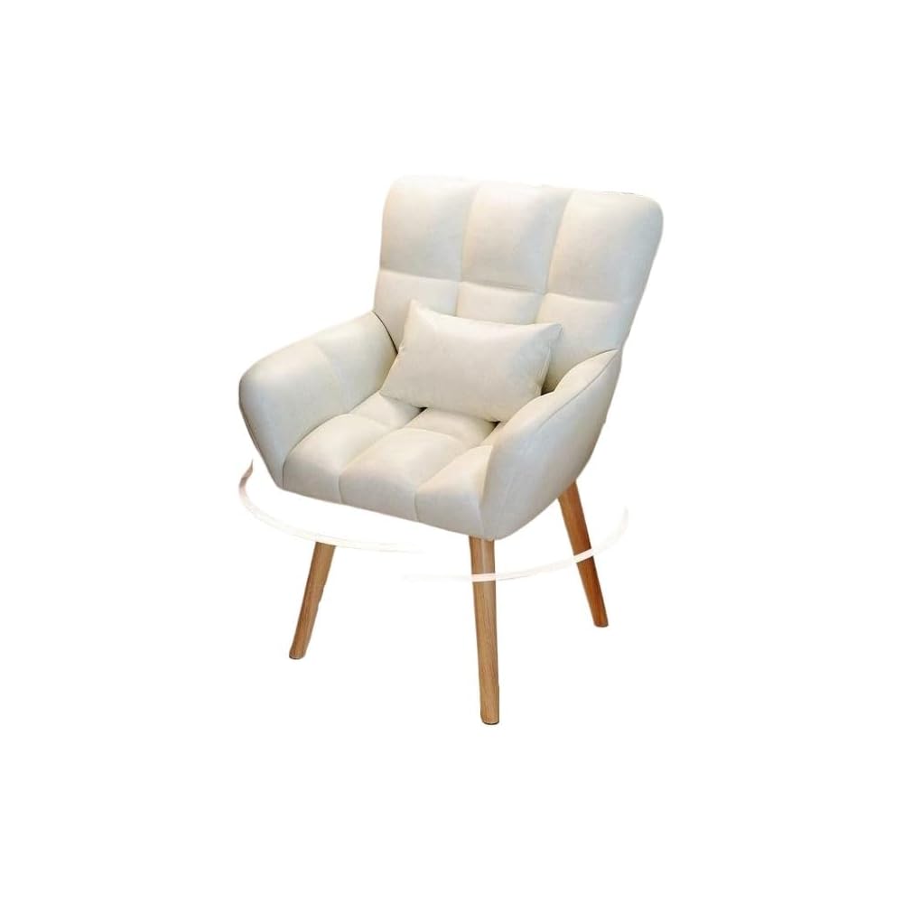 Elegant Patterned Armchair with Ergonomic Design and Comfortable Fabric - Perfect for Living Rooms and Offices (Fixed Model + Flannel Shu Beige (Free Throw Pillow))