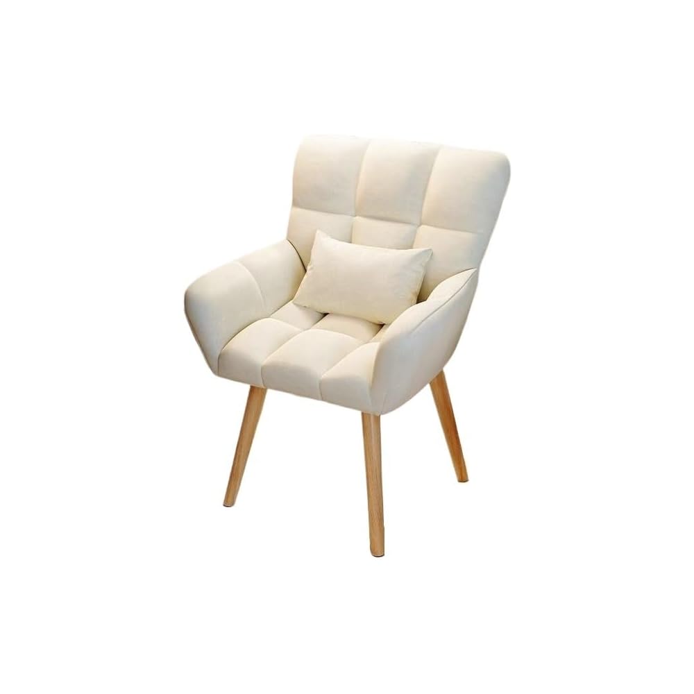 Elegant Patterned Armchair with Ergonomic Design and Comfortable Fabric - Perfect for Living Rooms and Offices (Fixed Model + Flannel Shu Beige (Free Throw Pillow))