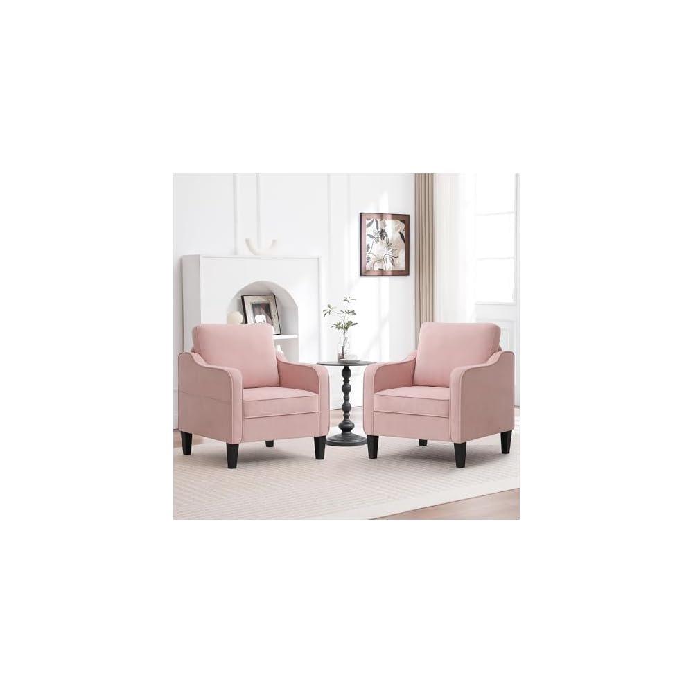 Akzentstuhl für das Wohnzimmer, Mid-Century-Modern-Lesesessel für das Schlafzimmer, gepolsterter Armlehnstuhl mit Seitentaschen, bequemes Einzelsofa für Büro, Wohnung, kleine Räume, Hellbraun