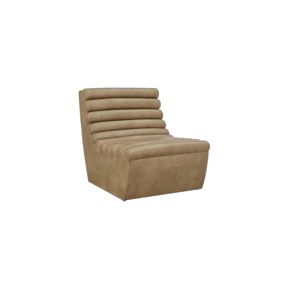 Corbin Vegan Leather Accent Chair with Channel Tufting in Toast