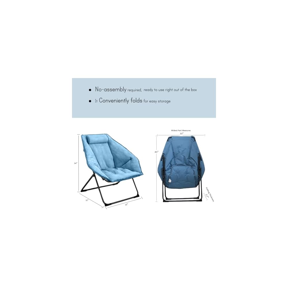 Hexagon Foldable Living Room Chair, Saucer Chair for Adults, Comfy Bedroom Lounge Chair, Moon Chair, Lazy Folding Chair for Dorm Rooms(Chair-Blue)