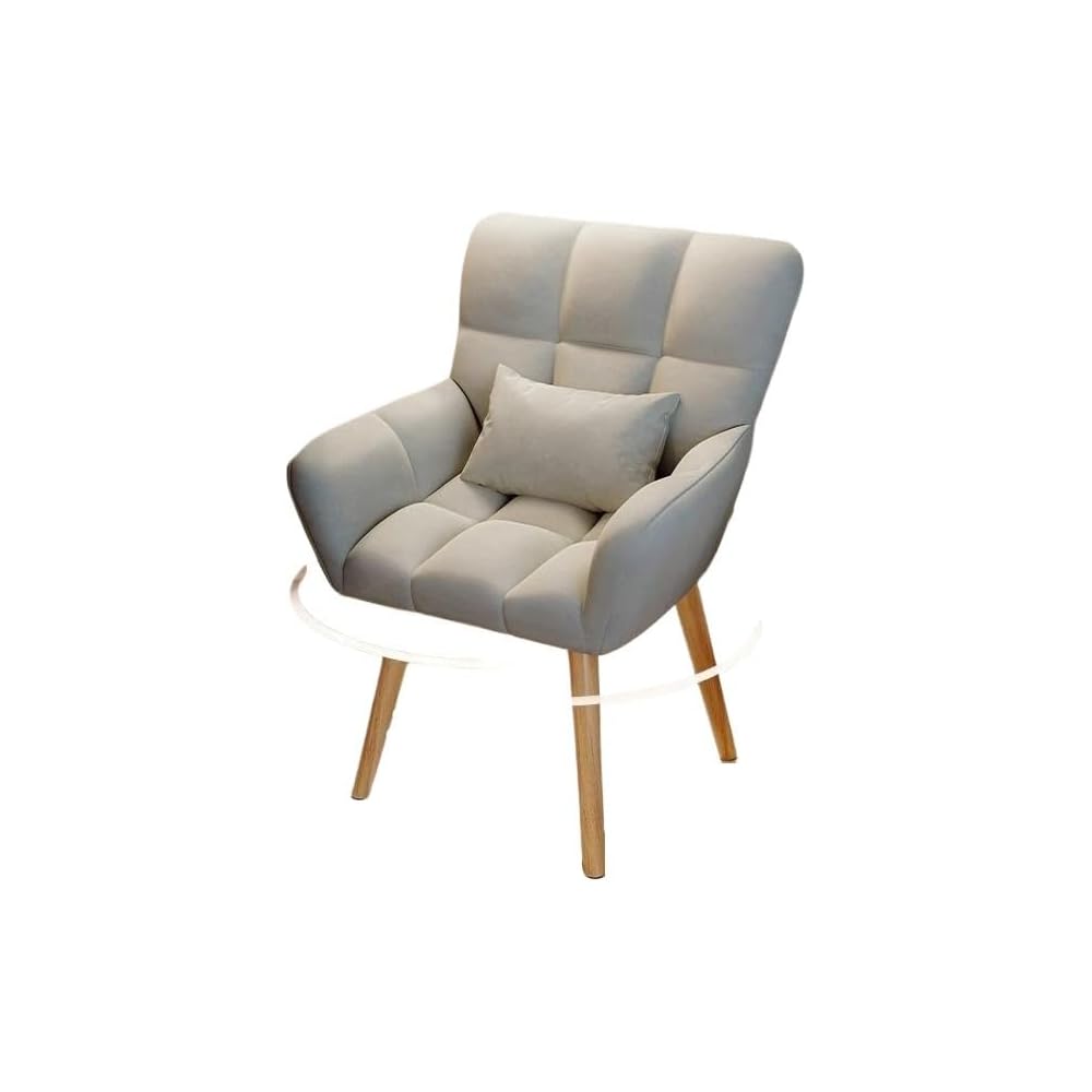 Elegant Patterned Armchair with Ergonomic Design and Comfortable Fabric - Perfect for Living Rooms and Offices (Fixed Model + Flannel Shu Beige (Free Throw Pillow))