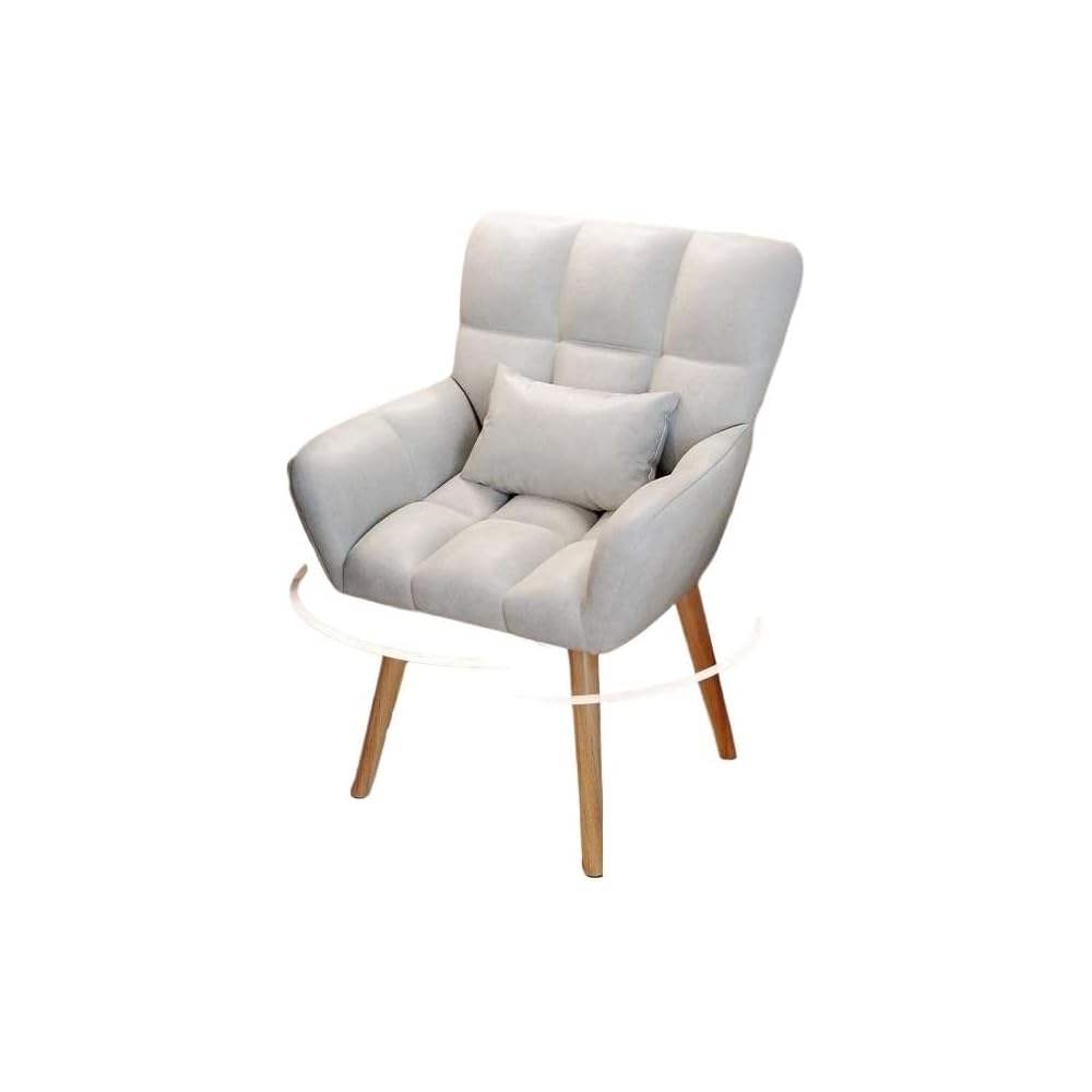 Elegant Patterned Armchair with Ergonomic Design and Comfortable Fabric - Perfect for Living Rooms and Offices (Fixed Model + Flannel Shu Beige (Free Throw Pillow))