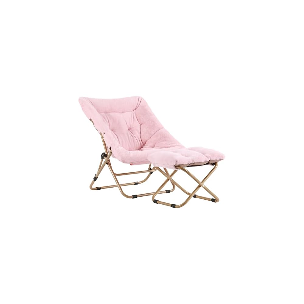 Comfy Folding Saucer Chair for Adults, Moon Chair, Pink