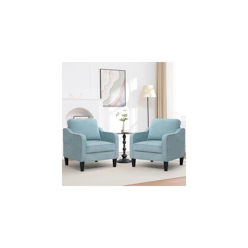 Akzentstuhl für das Wohnzimmer, Mid-Century-Modern-Lesesessel für das Schlafzimmer, gepolsterter Armlehnstuhl mit Seitentaschen, bequemes Einzelsofa für Büro, Wohnung, kleine Räume, Hellbraun