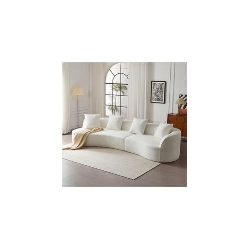126 Inch Curved Sectional Sofa, Modular Velvet Fabric Sofa, Beige