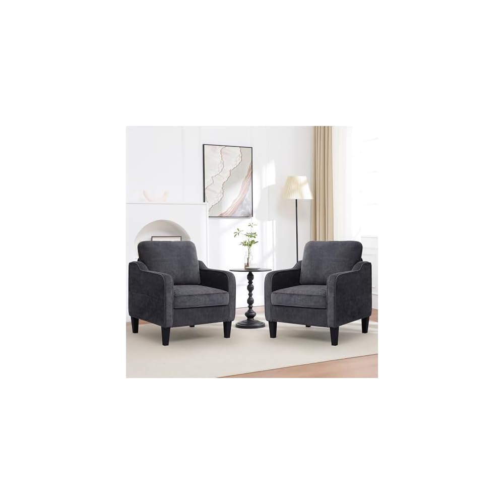 Akzentstuhl für das Wohnzimmer, Mid-Century moderner Lesesessel für das Schlafzimmer, gepolsterter Armlehnstuhl mit Seitentaschen, bequemer Einzelsessel für Büro, Wohnung, kleines Zimmer, Hellbraun