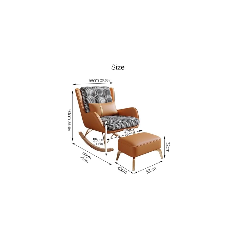 LSLYTQ Armchair Rocking Chair with Lumbar Cushion and Footrest - Comfortable Armchair for Living Room with Armrest - Side Accent Chair for Leisure