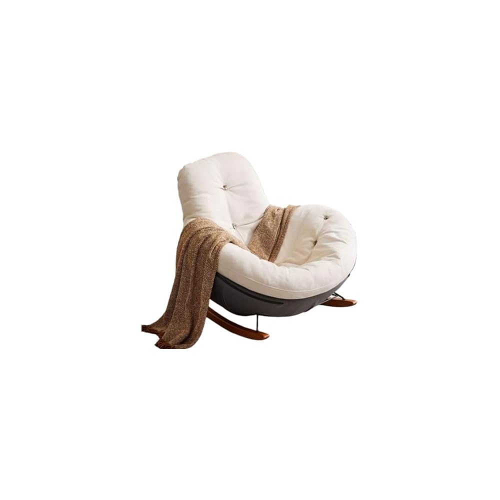 Rocking Chair Living Room Lazy Sofa Single Recliner Balcony Eggshell
