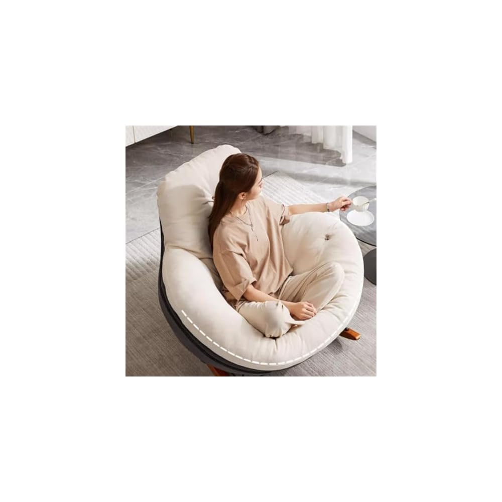 Rocking Chair Living Room Lazy Sofa Single Recliner Balcony Eggshell