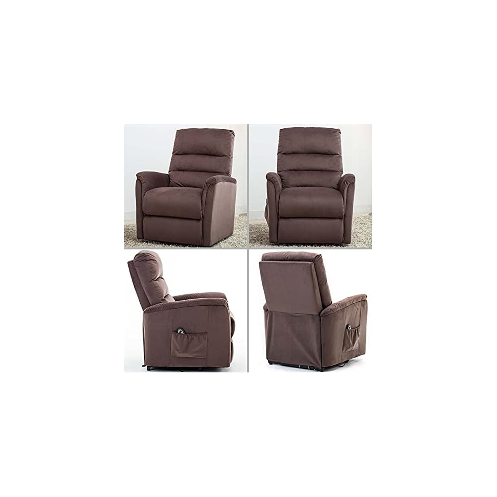 Elektrischer Aufstehsessel für Senioren, Stoffsofa, Wohnzimmersessel, elektrischer Relaxsessel mit Seitentasche, belastbar bis 150 kg