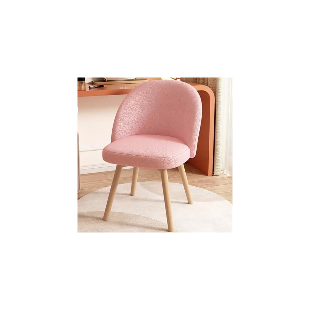 Blue Cotton Linen Swivel Vanity Chair with Back, Stylish Wood Legs for Bedroom & Beauty Room, Comfortable Makeup Chair, Modern Design, Home Decor Furniture