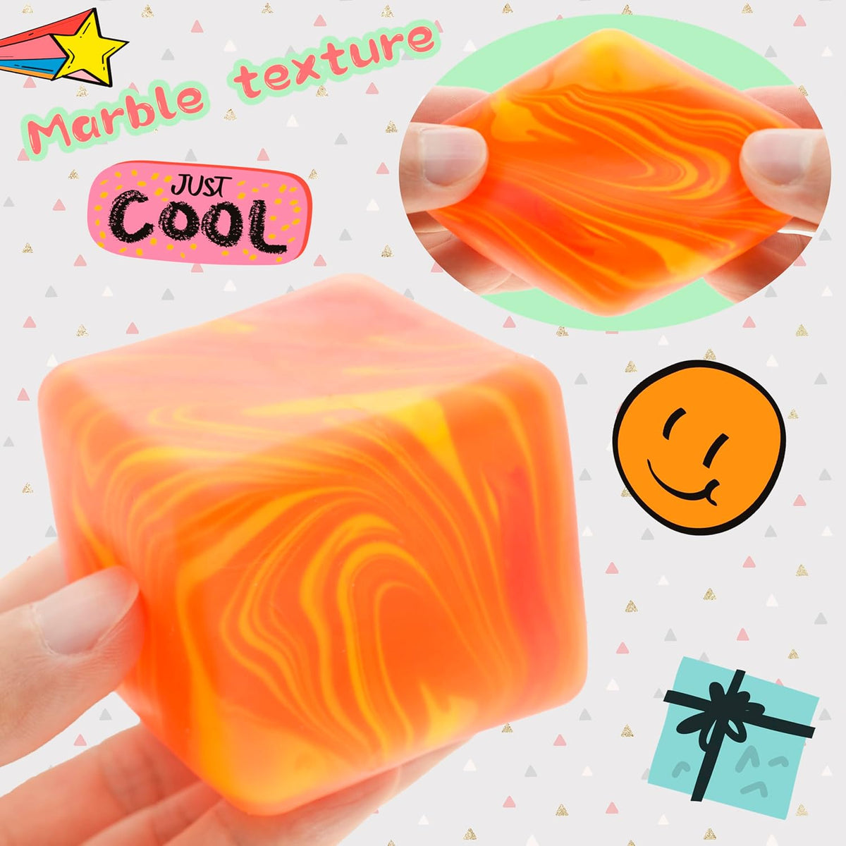 NeeDoh Nice Cube – Solid Squish – Gelb und Orange