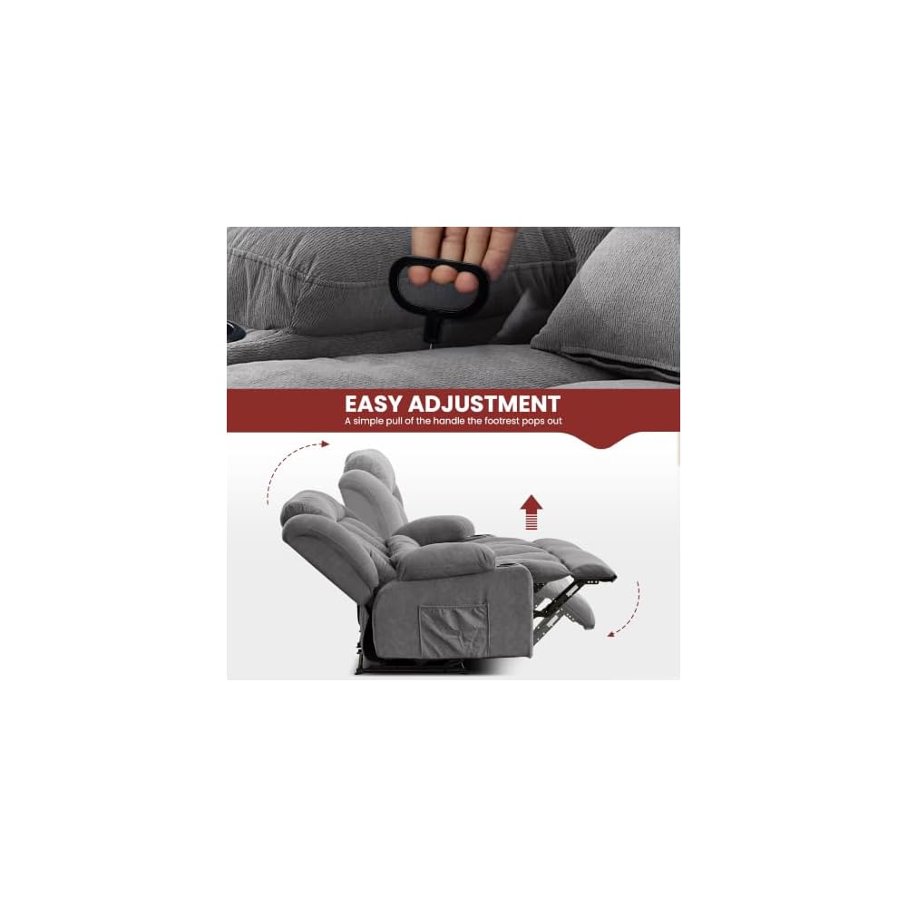 Verstellbares Zweisitzer-Sofa für das Wohnzimmer, ergonomische Rückenlehne mit Getränkehaltern & Seitentaschen
