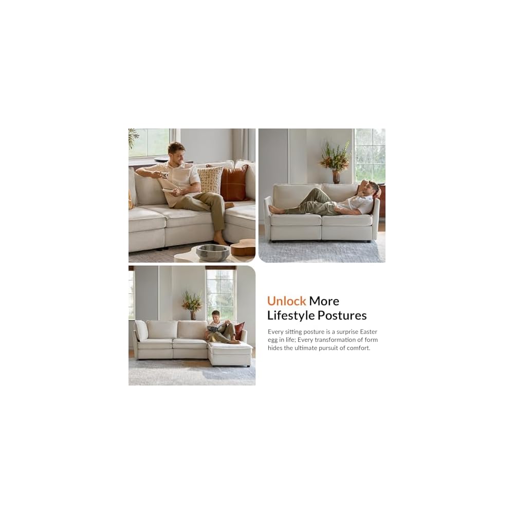 Sitzkissenbezug für Ecksofa, Beige (Kissen nicht enthalten)