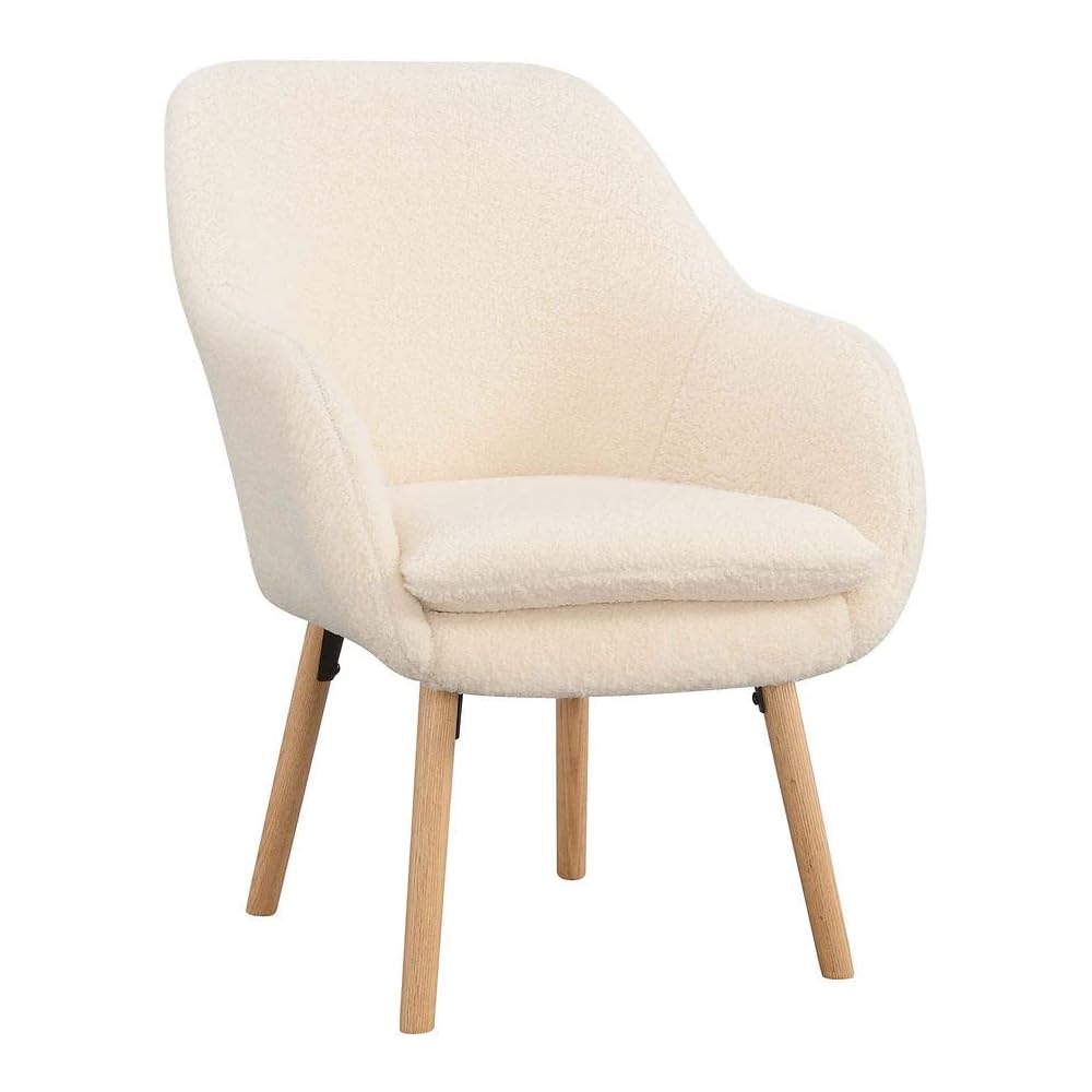 Take a Seat Charlotte Wingback Sherpa Accent Armchair 25.25" - Boho Transitional Boucle Lounge Chair for Office, Den, Living Room, Sherpa Cream