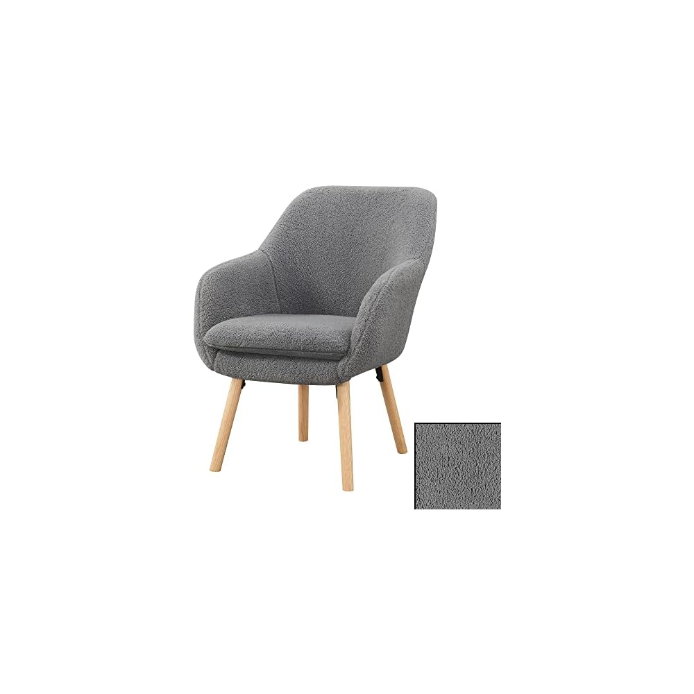 Take a Seat Charlotte Wingback Sherpa Accent Armchair 25.25" - Boho Transitional Boucle Lounge Chair for Office, Den, Living Room, Sherpa Cream