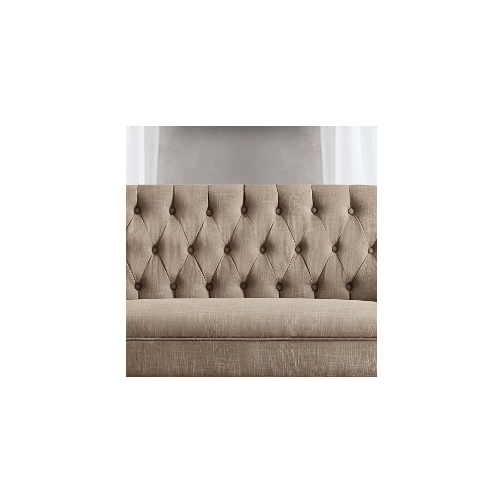 Celino Loveseat Sofa for Living Room - Couch in a Box, Linen, Brown