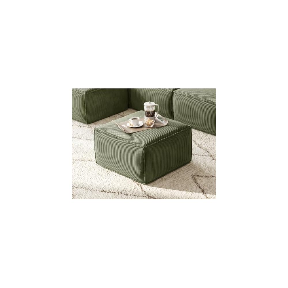 Modulares Polsterhocker-Element, bequemer, rahmenloser Cord-Hocker für Wohnzimmer-Sofas, keine Montage erforderlich, Grün