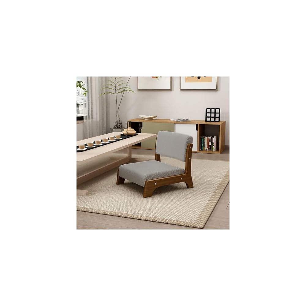 Portable Japanese Floor Chair with Back Support, Soft Cushioned Armless Seat for Living Room, Bedroom, Reading, Bay Window - Ideal Low-Back Design for Comfort and Relaxation