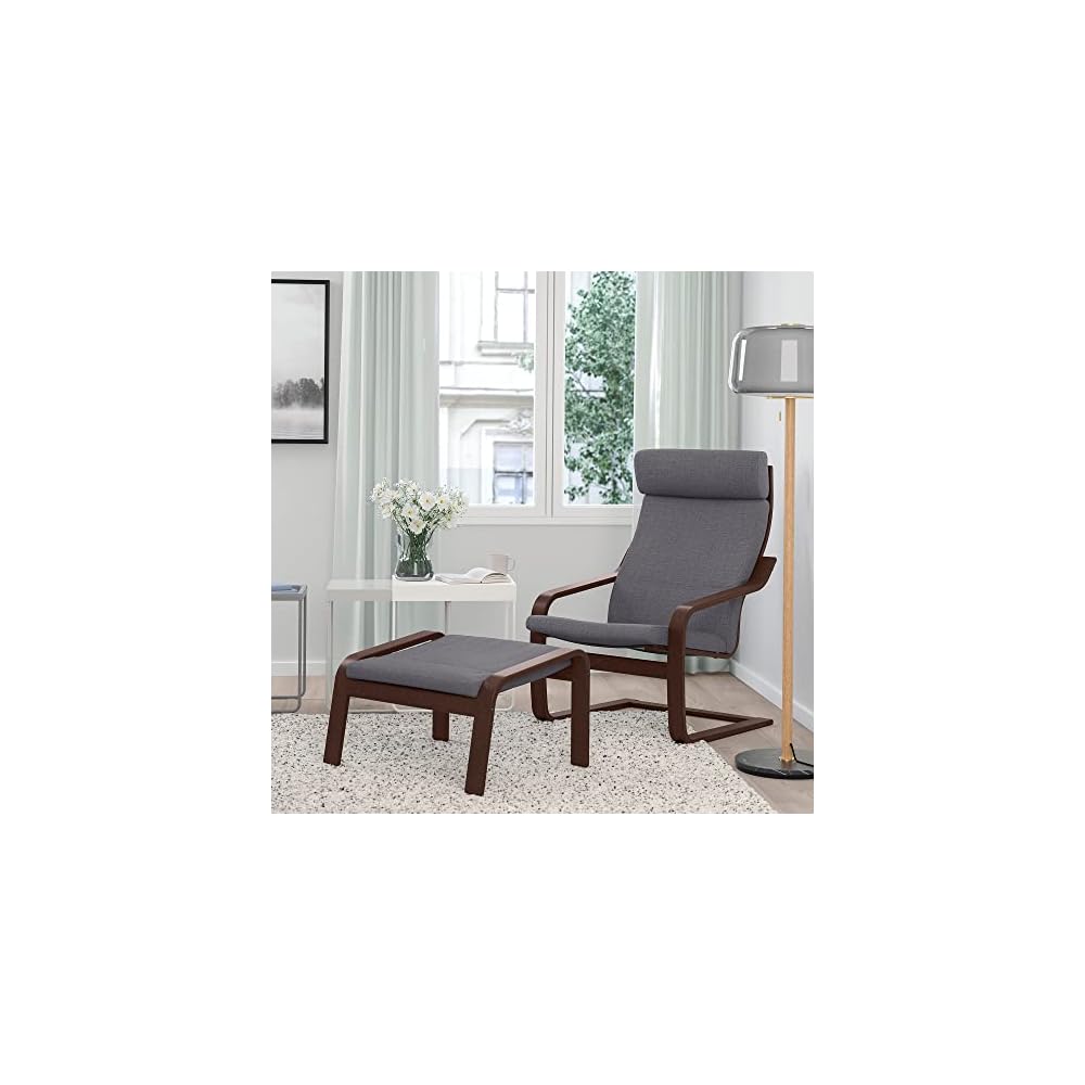 POÄNG Sessel, braun/Skiftebo dunkelgrau