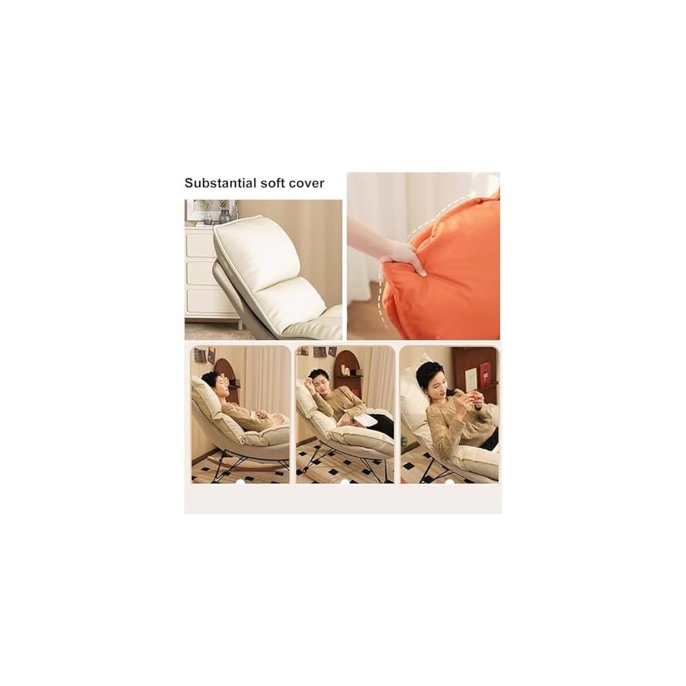 Moderner gepolsterter Relaxsessel mit Ottoman, Schaukelstuhl mit hoher Rückenlehne für Wohn- und Schlafzimmer, bequemer Freizeitsessel (Orange, ohne Fußhocker)