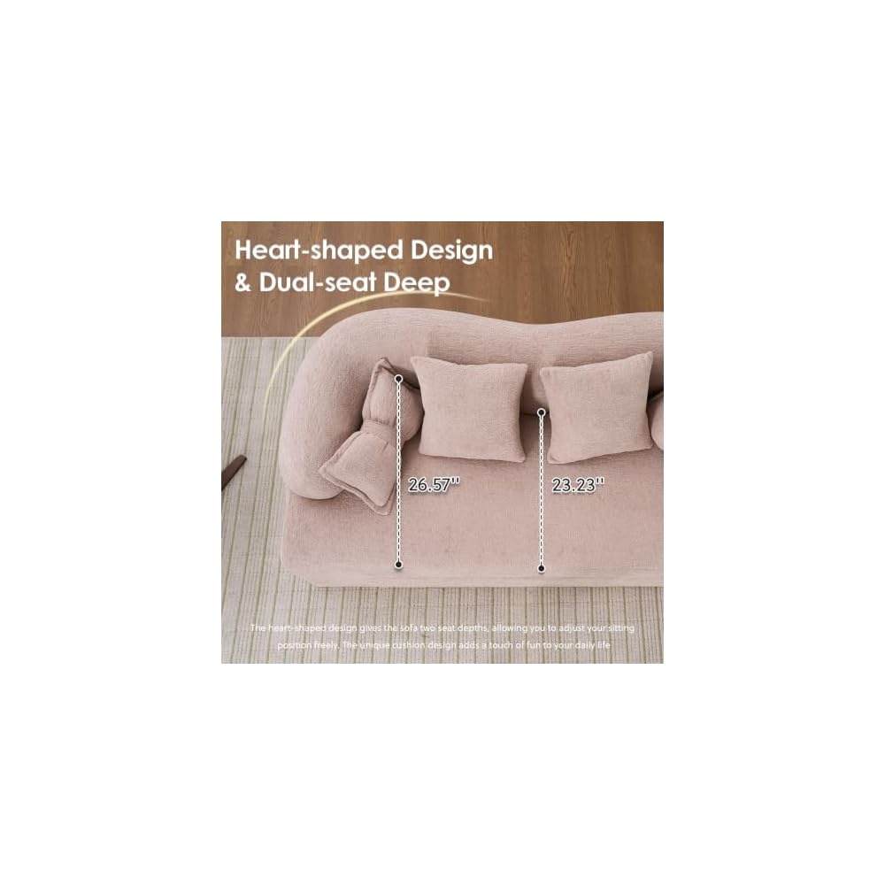 2-in-1 Foldable Sofa Bed with Curved Backrest for Small Spaces (Apricot)
