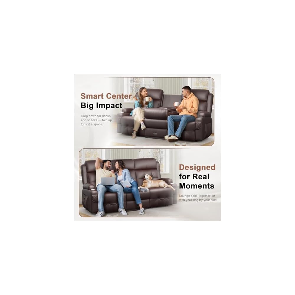 Loveseat-Relaxsofa, übergroßes Relaxsofa, Massage-Relaxsofa mit USB- & Typ-C-Anschluss, Stauraum & Getränkehaltern, Relax-Couch, platzsparende Wandabstand-Relaxsofas für Wohnzimmer & Wohnmobil