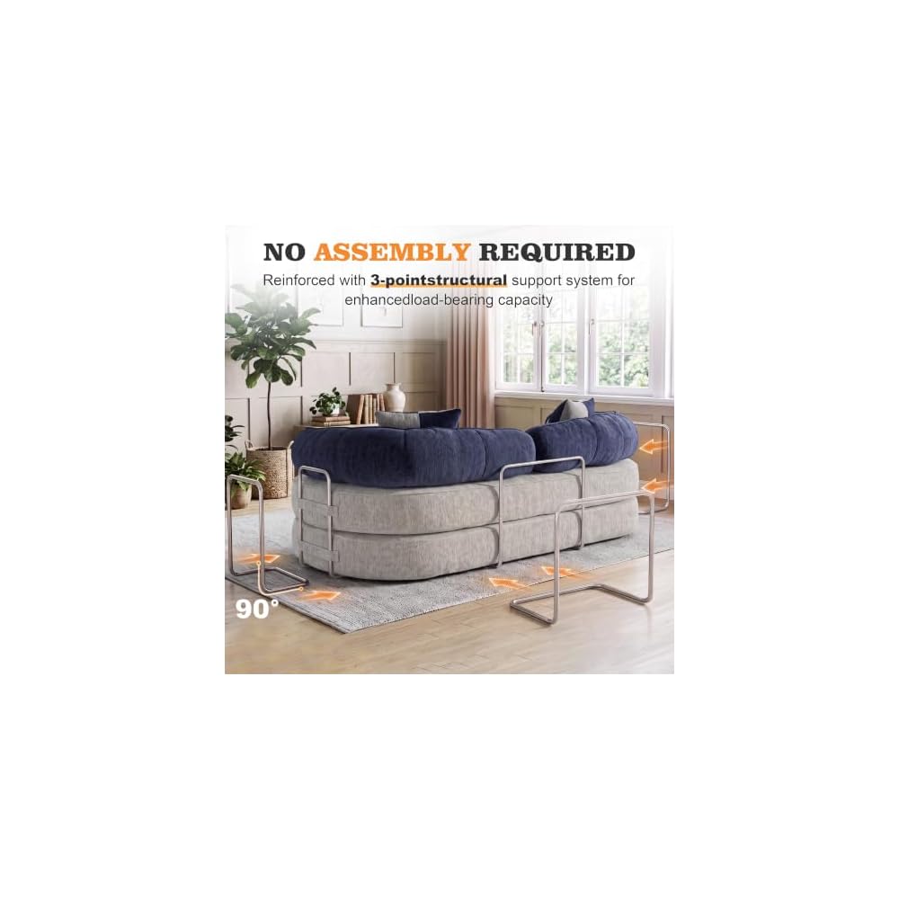 5-in-1 geschwungenes, rahmenloses Sofa, 200 cm Cloud-Sofas mit Memory-Schaum