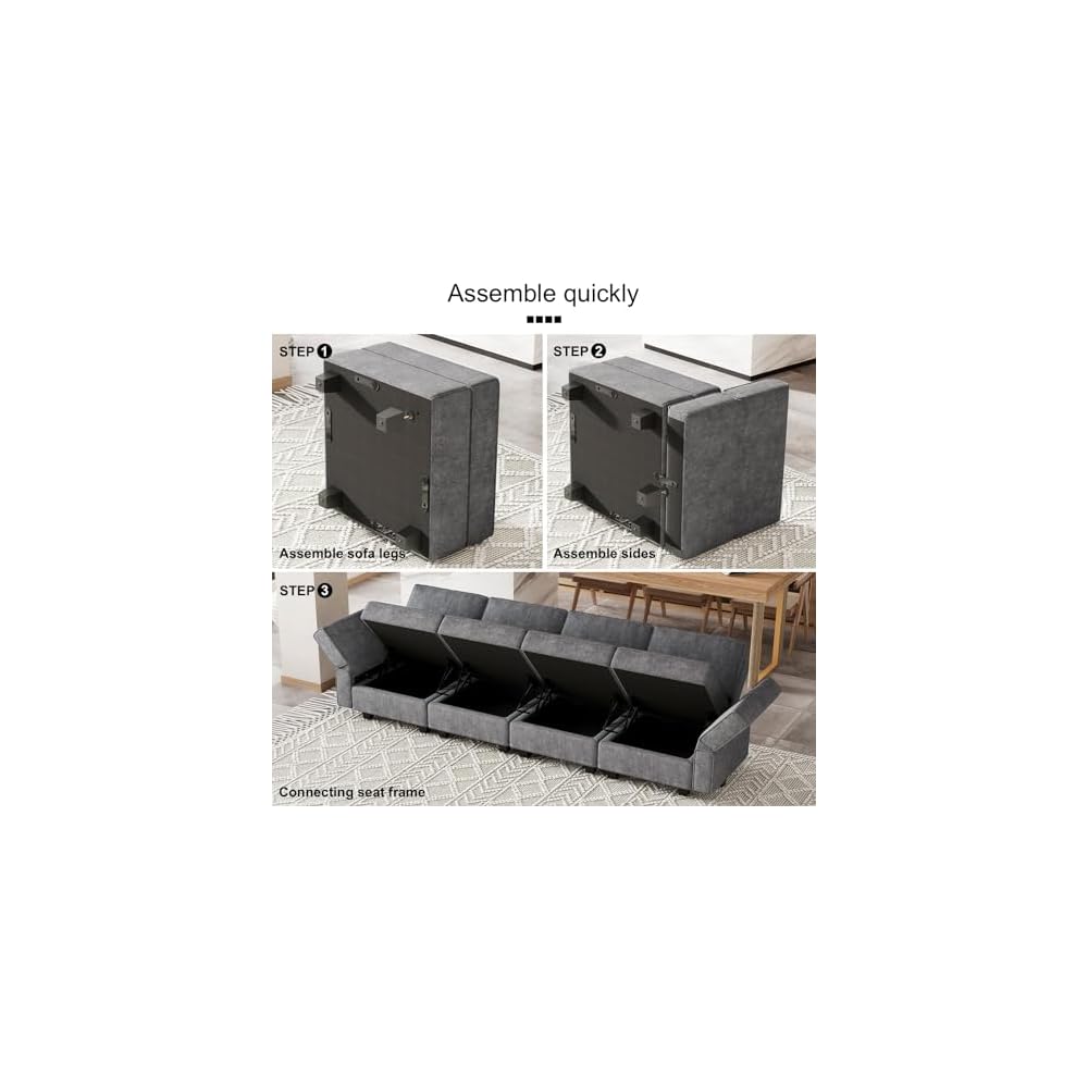Terry modulares Ecksofa, Mittelteil, freie Konfiguration, dunkelgrau