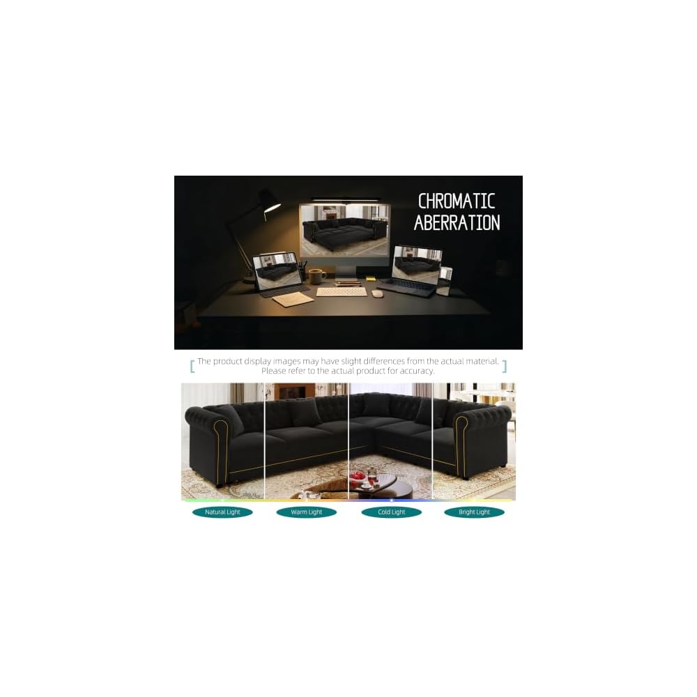 115.3" L-Shaped Sofa Couch with Pull Out Bed, Oversize Convertible Sectional Sleeper Sofa with Button Tufted & Rolled Arm, 6 Seat Velvet Upholstered Couches for Living Room(Black)