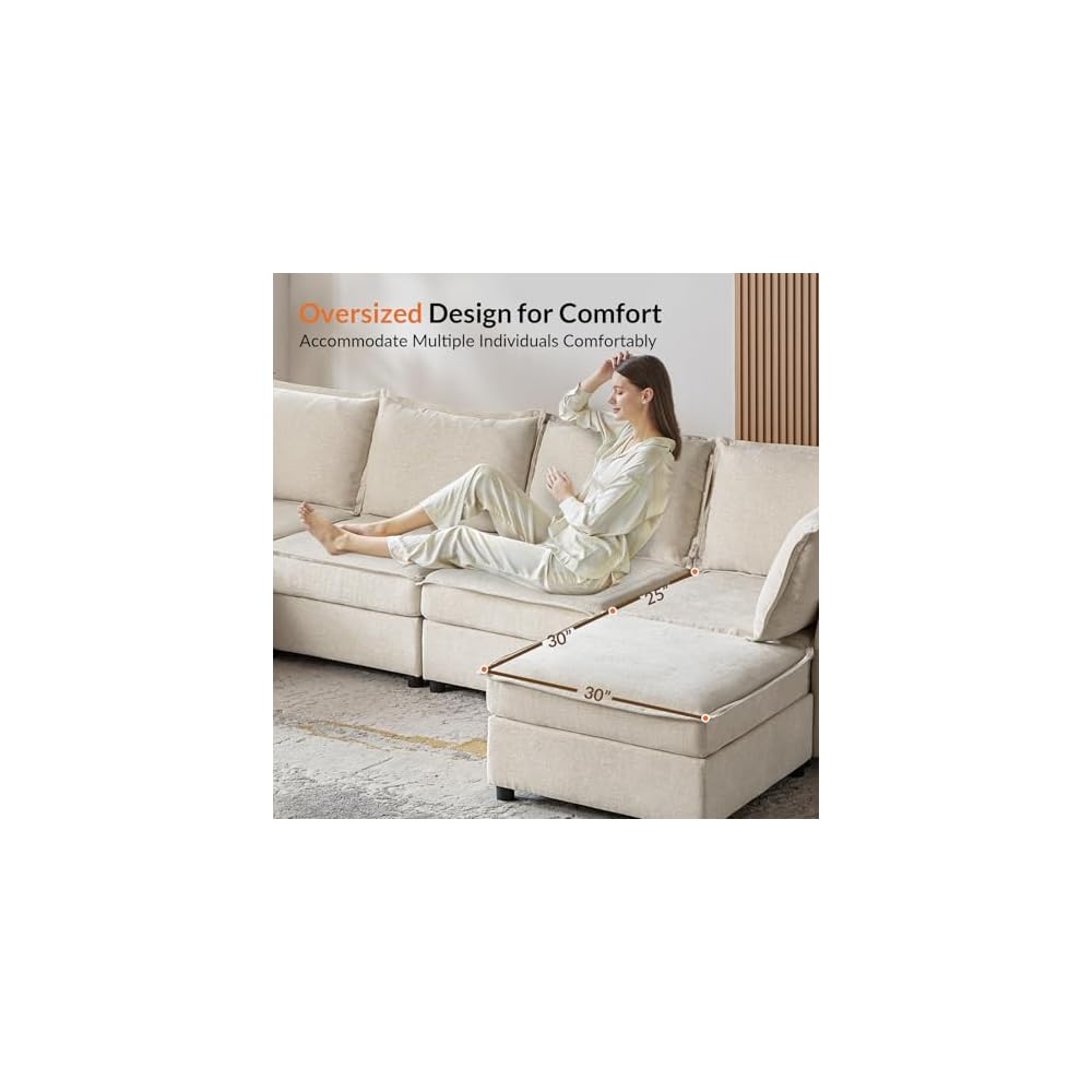Sitzkissenbezug für Ecksofa, Beige (Kissen nicht enthalten)