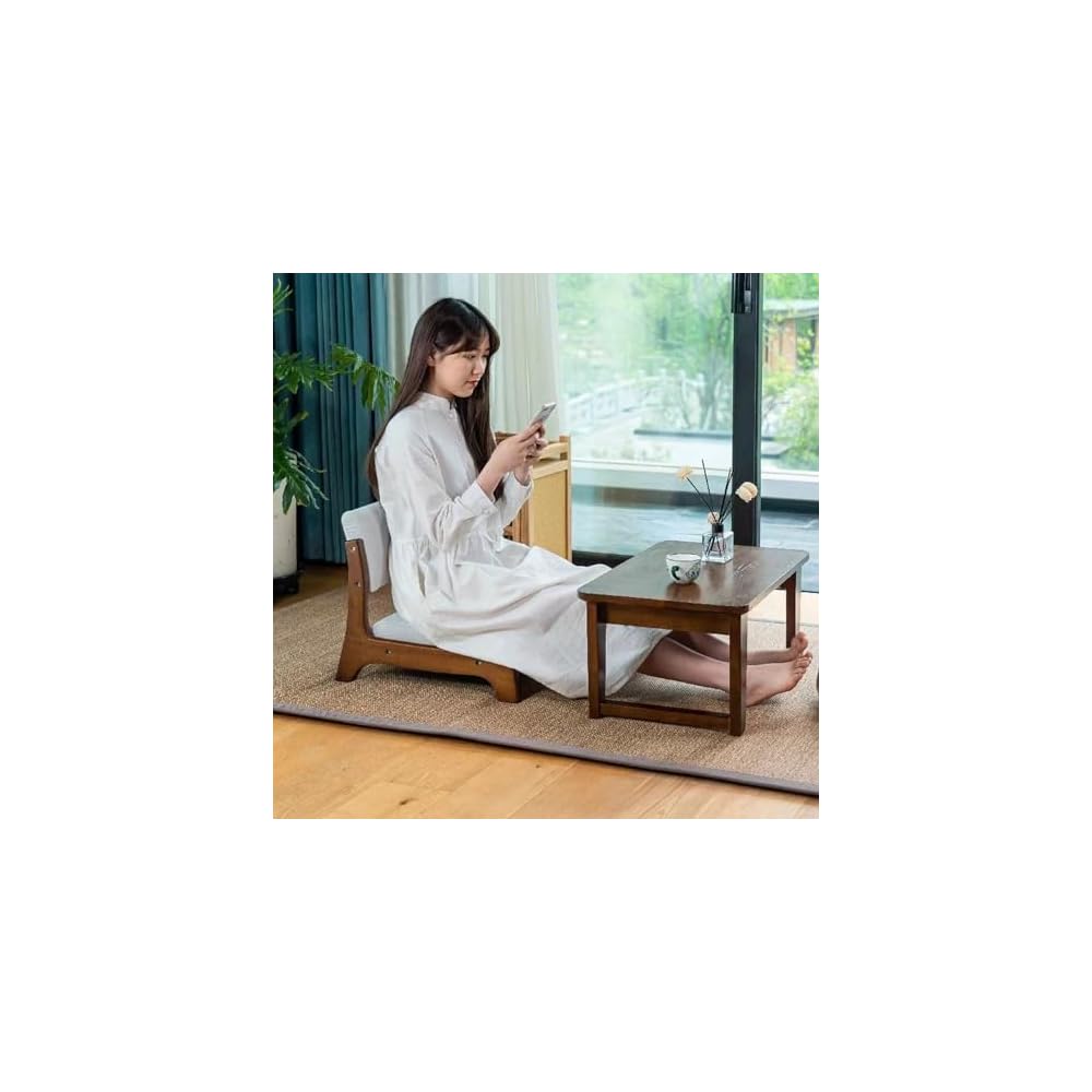 Portable Japanese Floor Chair with Back Support, Soft Cushioned Armless Seat for Living Room, Bedroom, Reading, Bay Window - Ideal Low-Back Design for Comfort and Relaxation