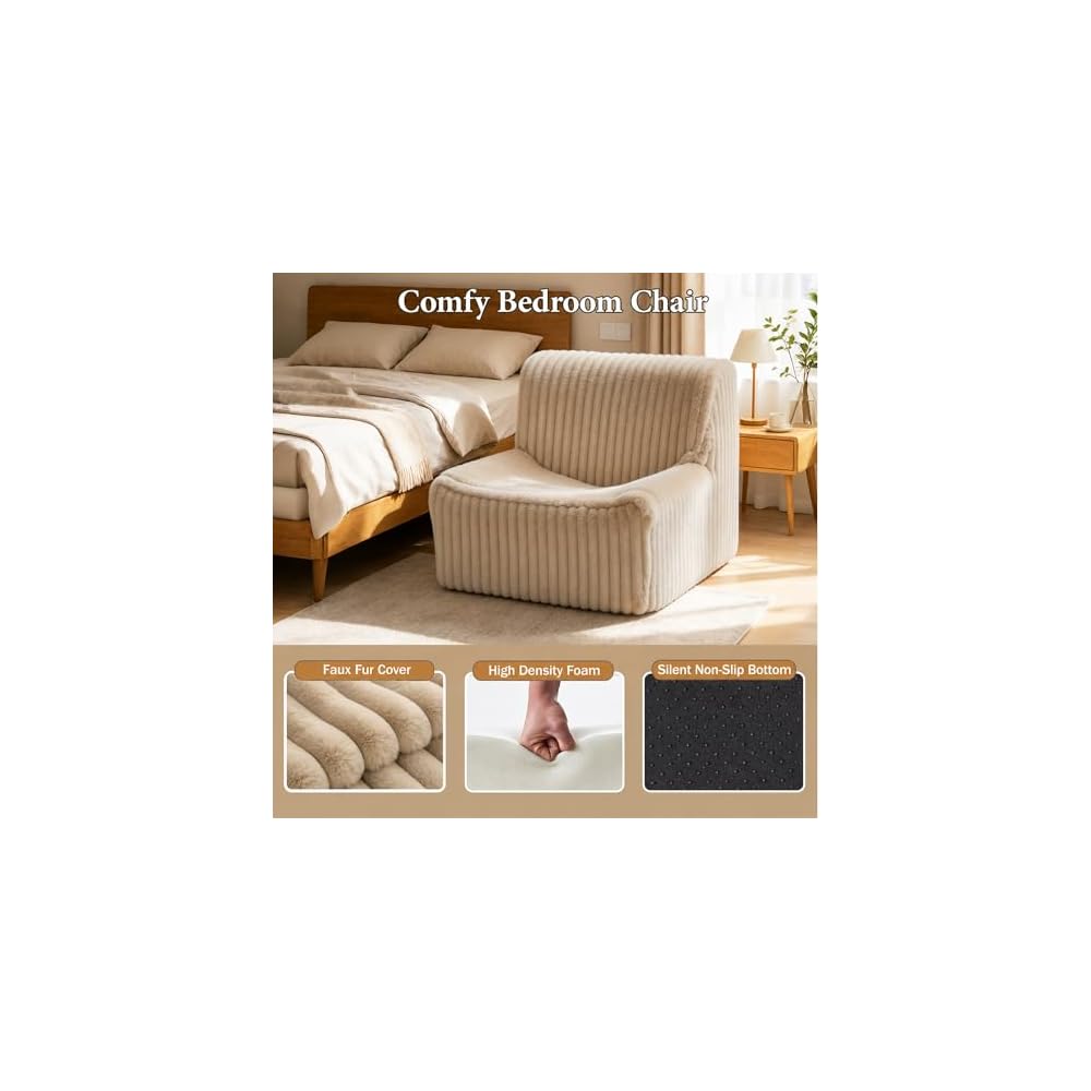 32'' Armless Accent Chair, Boneless Space-Saving Reading Chair