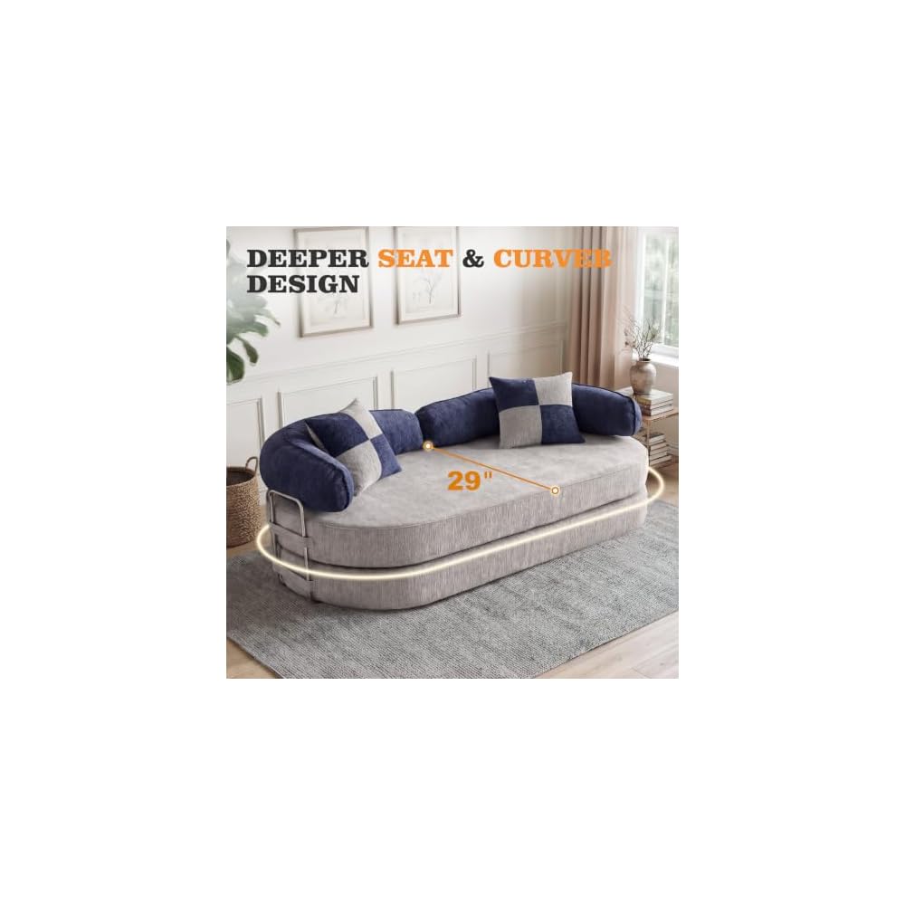 5-in-1 geschwungenes, rahmenloses Sofa, 200 cm Cloud-Sofas mit Memory-Schaum