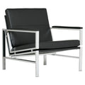 Atlas Modern Accent Chair in Blended Leather, Chrome / Black
