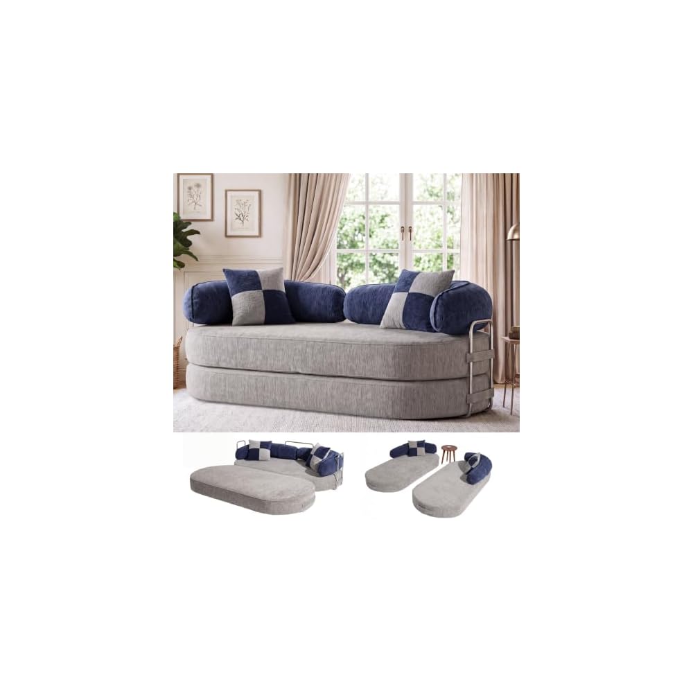 5-in-1 geschwungenes, rahmenloses Sofa, 200 cm Cloud-Sofas mit Memory-Schaum