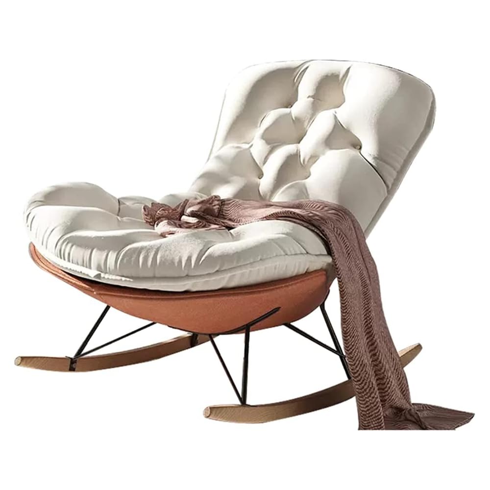 Modern Rocking Chair, Single Sofa Chair for Bedroom/Living Room/Office, Soft Skin Friendly Fabric (Color : Orange, Size : 85x60x87cm)