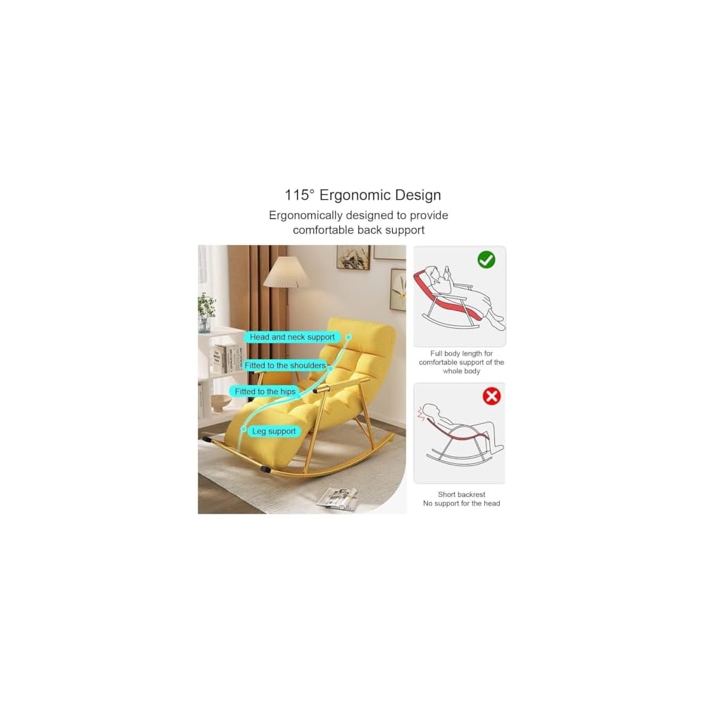 LSLYTQ Verstellbarer Indoor-Schaukelstuhl für Erwachsene – Bequemes Einzelsofa für Schlafzimmer, Wohnzimmer, Leseecke und Balkon – Wasserdichter Funktionsstoff-Sessel