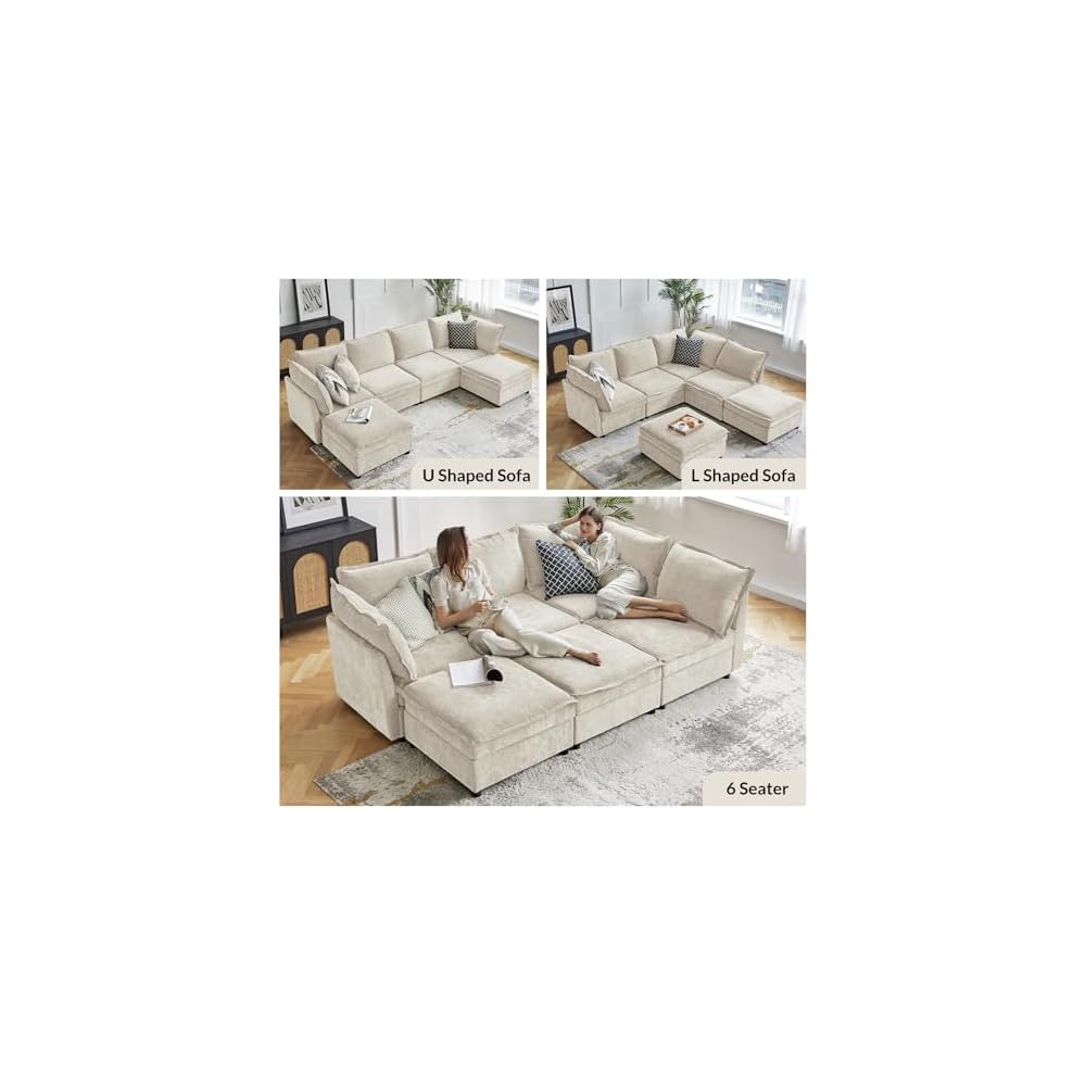 Sitzkissenbezug für Ecksofa, Beige (Kissen nicht enthalten)
