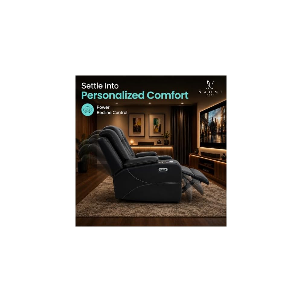Chicago Elektrisches Relax-Loveseat, Premium Air-Leder – Schwarz