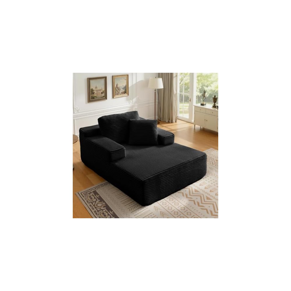 68.5" Oversized Chaise Lounge Chair Indoor Boneless Sofa, Black