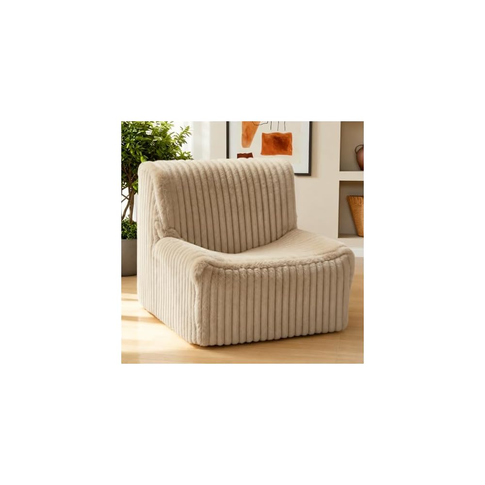 32'' Armless Accent Chair, Boneless Space-Saving Reading Chair