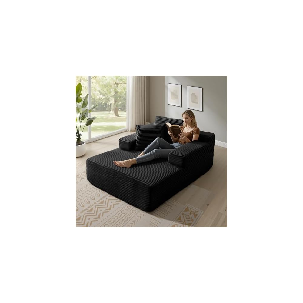 68.5" Oversized Chaise Lounge Chair Indoor Boneless Sofa, Black