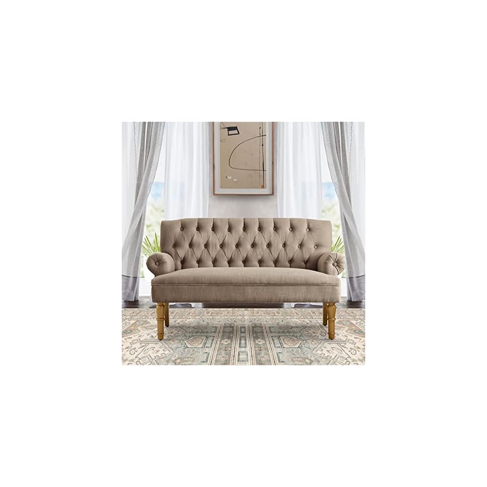 Celino Loveseat Sofa for Living Room - Couch in a Box, Linen, Brown
