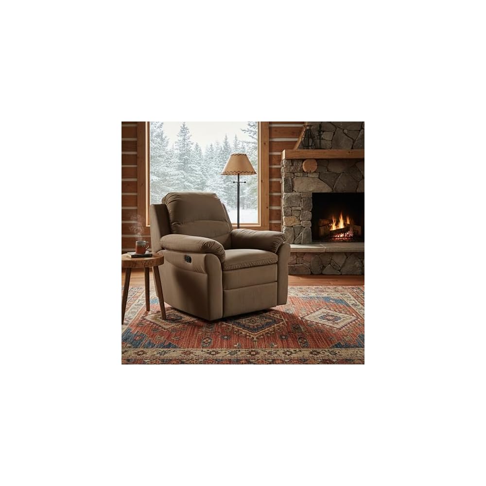 Felix Collection Contemporary Electric Recliner Chair with USB Charging Port and Gentle Lower Lumbar Massager for Living Room, Home Theater or Bedroom, Tawny Brown