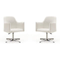 Pelo Modern Swivel Accent Chair with 360° Turn, Adjustable Height, Faux Leather Upholstery & Chrome Base, Unique Tight Welded Construction, Set of 2, White
